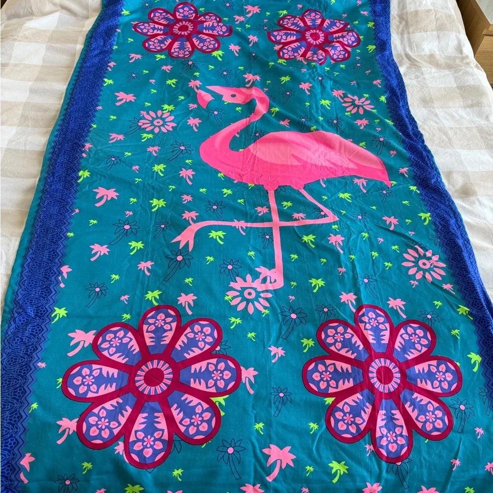 Flamingo Beach Towel with Tassels